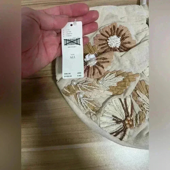 Anthropologie Beaded Raffia Satchel - Picture 5 of 7